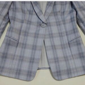 Giorgio Armani Elegant Light Blue Check Blazer